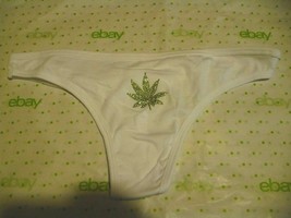 Rue 21 Women&#39;s Cotton Thong Panties X-LARGE Green Rhinestone Marijuana Leaf New - £7.99 GBP