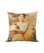 home decorative girl pattern imitation linen sofa back cushion bedding p... - £10.94 GBP