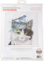 Nip Dimensions Needcraft Floral Crown Cat Cross Stitch Kit Sealed - £20.31 GBP