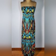 Nicole Miller Dress Size S Strapless Smocked Elastic Boho Maxi Long Color Icat - £38.62 GBP