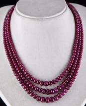 Natural Untreated Ruby Beads Round 3 Line 602 Carats Gemstone Ladies Necklace - £2,465.38 GBP