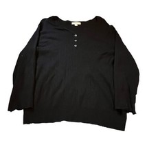 Dressbarn Black Long Sleeve Shirt Women’s Plus 1x Ribbed Sweater Blouse Top - £14.63 GBP