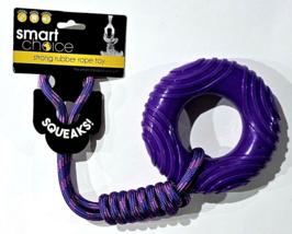 Smart Choice Strong Rubber Rope Dog Toy Purple Squeaks - £20.77 GBP