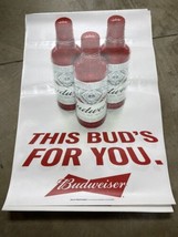 Rare Vtg Budweiser Beer Aluminum Bottles Poster Print Ad &quot;This Bud&#39;s For You&quot; - £7.08 GBP