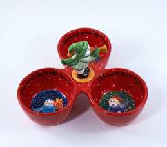 Christmas Snowman Serving Bowl Candy/Nuts/Dips Dish Microwave/Dishwasher... - $24.99