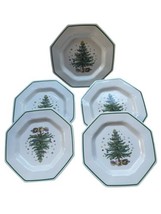 Set of 5 Nikko Japan CHRISTMASTIME 11&quot; Octagon Dinner Plates Christmas Tree - $46.71