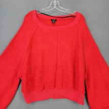 rue21 Women Shirt Size XL Red Stretch Preppy Crop Long Bell Sleeve Textured Top - £9.85 GBP