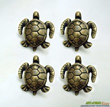 Lot of 4 pcs Solid Brass TURTLE Cabinet Drawer Animal Vintage Handle Kno... - $28.50
