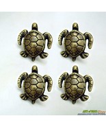 Lot of 4 pcs Solid Brass TURTLE Cabinet Drawer Animal Vintage Handle Kno... - $38.81 CAD