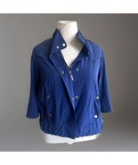 Chico&#39;s ZENERGY Sz 1 Blue 3/4 Sleeve Full Zip Lightweight Jacket Zip Poc... - $19.75