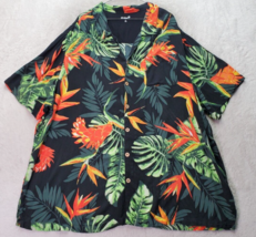 KS Island Shirt Mens Big 3XL Black Hawaiian Short Sleeve Slit Collar Button Down - £15.93 GBP