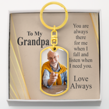 To Grandpa Personalized Message Dog Tag Pendant Keychain Stainless Steel or 18k - £33.58 GBP+