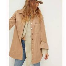 New Free People Ari Shirtdress JACKET $148 SMALL Faux Suede Button Front  - £56.65 GBP
