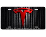Tesla Inspired Art Red on Mesh FLAT Aluminum Novelty Auto License Tag Plate - $17.99