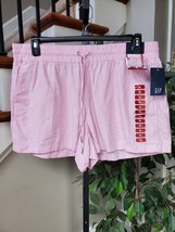 Gap Women Pink Solid Linen Mid Rise Pull On Comfort Waist Casual Shorts ... - £21.50 GBP