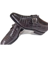 Crocodile Genuine Leather Cap Toe Single Strap Monk Belly Pattern Shoes ... - $1,039.44 CAD