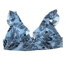 Aerie Bikini Top Triangle Ruffle Trim Palm Leaf Print Blue Black XXL - $14.49