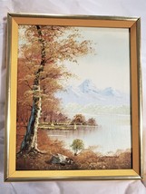 Artist Greenwood Vintage Original Oil on Board Signed Fall Landscape Mou... - $175.00