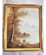 Artist Greenwood Vintage Original Oil on Board Signed Fall Landscape Mou... - £137.04 GBP