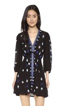 Free People Stargazer Dress Boho Festival Black Blue Ties Embroidered Dress S 4 - £17.46 GBP