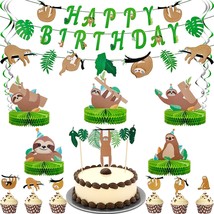 Sloth Birthday Party Decorations Set Sloth Theme Happy Birthday Banner - £25.65 GBP
