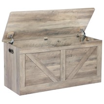 39.4&quot; Storage Chest, Wooden Storage Bench, Large Storage Trunk With 2 Safety Hin - £173.97 GBP