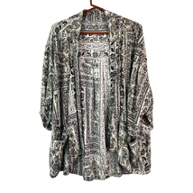 Patrons of Peace Open Front Floral Kimono Top Womens Size M Oversized Pockets - £14.47 GBP
