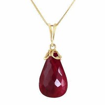 14.8 Carat 14K Solid Yellow Gold Elegant Necklace Briolette Natural Ruby 14&quot;-24&quot; - £297.36 GBP