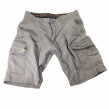 Wear First Man&#39;s Cargo Gray Flat Front Casual Shorts 34 (32) comfort waist band - £13.84 GBP