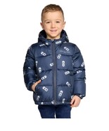 Miles the Label Boys Girls Jacket Navy Blue Cars Hood Pockets Water Repe... - $741.67 MXN