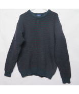Vtg Woolrich Sweater Mens XL Blue Green Red Wool Knit Pullover Hong Kong - £37.49 GBP