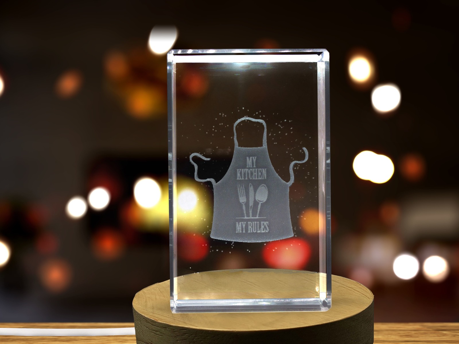 LED Base included | My Kitchen My Rules 3D Engraved Crystal 3D Engraved Crystal  Item image 4