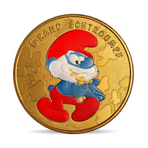 France Coin Medal 2021 Papa Smurf The Smurfs Colored Nordic Gold Cartoon... - $44.99