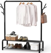 Simple Houseware Garment Rack With Storage Shelves And Coat/Hat Hanging Hooks - $51.73