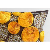 Chocolate Marigolds, 16&quot;x16&quot; Art Silk Brown Throw Pillows Cover - £35.63 GBP+