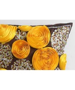 Chocolate Marigolds, 16&quot;x16&quot; Art Silk Brown Throw Pillows Cover - $45.05+