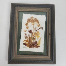 Vintage Kristina Paag Dried Flower ART Framed 6.5x4.5 Inch - $35.53