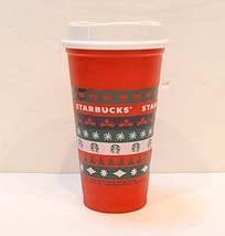 Limited STARBUCKS 2020 Reusable Cup Grande 16oz Red HOLIDAY Christmas Coffee Lid - £9.54 GBP