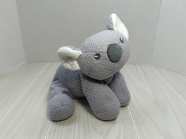 Carters Gray white koala Plush baby toy white ears USED stitched eyes bean feet - $6.92