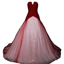 An item in the Fashion category: Kivary White and Wine Red Tulle Simple Corset Bridal Wedding Dresses US 2