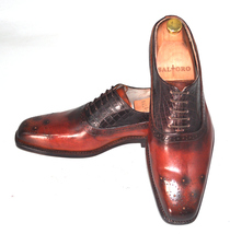 Men Handmade Leather Brown Patina Lace up Shoes Leather Dress Shoes - £134.45 GBP