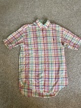 Ralph Lauren Blake Cotton Mens SMALL Short Sleeve Pink Green Yellow Plaid Shirt. - £15.65 GBP