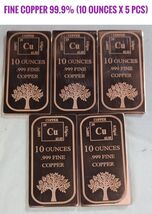 10 oz, .999 Fine Copper Bar, Pure Copper Polished Finish, 5 pcs-
show or... - $193.05