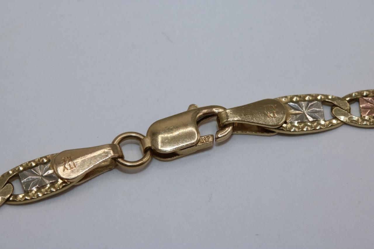 10K Tri Color Gold 4MM Fancy Mariner Link Necklace 19" Long 13.6 Grams Item image 6