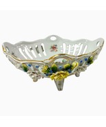 Rare Vintage Dresden Style SculptedFloral - Pierced Porcelain Bowl - Ger... - $218.83 CAD