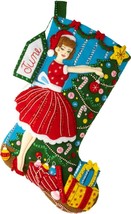 Bucilla Felt Stocking Applique Kit 18&quot; Long Vintage Christmas - £29.72 GBP