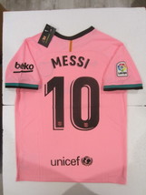 Lionel Messi #10 FC Barcelona La Liga Stadium Pink Third Soccer Jersey 2020-2021 - £79.75 GBP