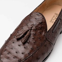 Aubiere Genuine Ostrich Quill Dress Tassel Loafers Brown image 3