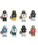8Pcs NFL Super Star Minifigures Rugby Players Tom Brady Drew Brees Mini Blocks - $447.86 MXN