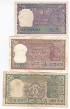 India, 1, 2, 5 Rupees, 3 Diff Sign. PC Bhattacharia, S.Jagannathan, RN M... - $11.76